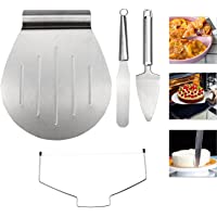 Gifort 4 en 1 Espátula para tarta Set-on paleta y cortador para tartas- y paleta triangular de acero inoxidable - Lira…
